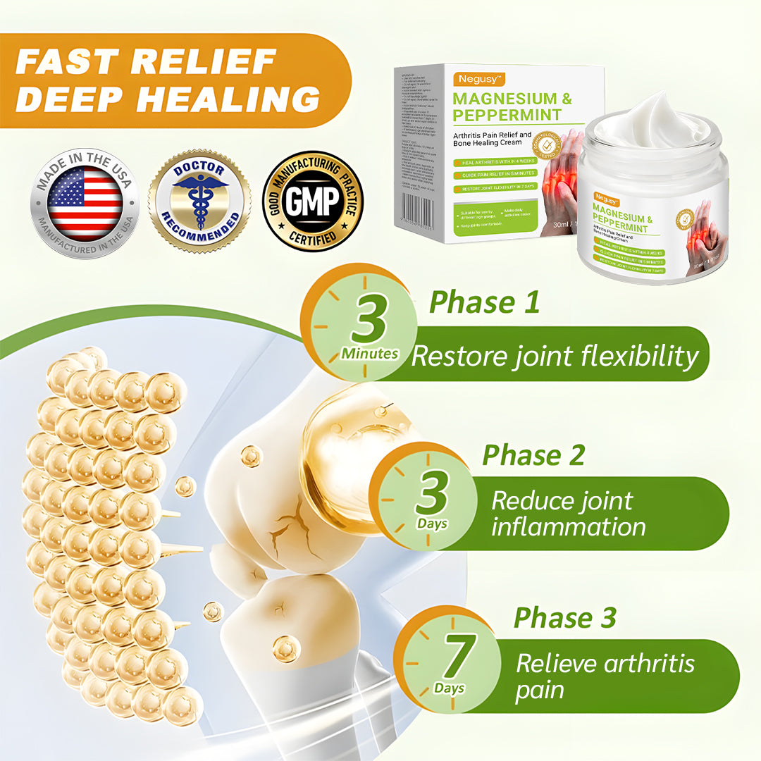đNEGUSY⢠Magnesium & Peppermint Arthritis & Bone Healing Cream â Fast Pain Relief & Joint Support