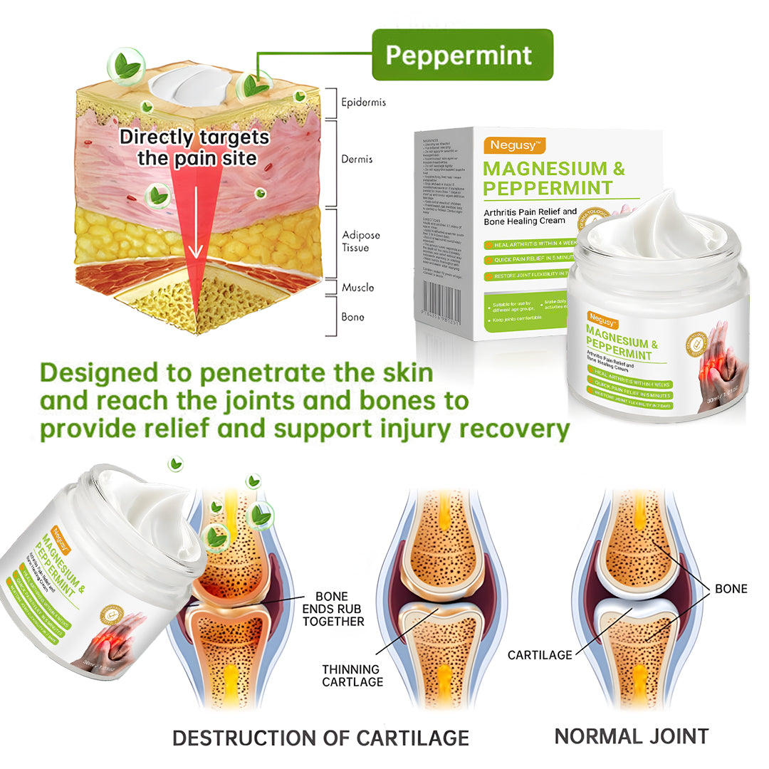 đNEGUSY⢠Magnesium & Peppermint Arthritis & Bone Healing Cream â Fast Pain Relief & Joint Support