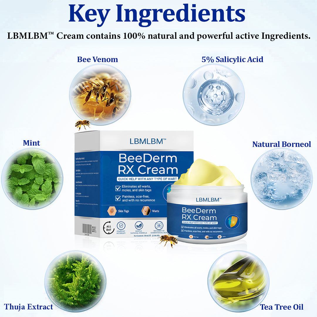 đŠââď¸LBMLBM⢠BeeDerm RX Cream, Painless, easy and gentle fix for warts, skin tags, lumps, infections, cysts and scars