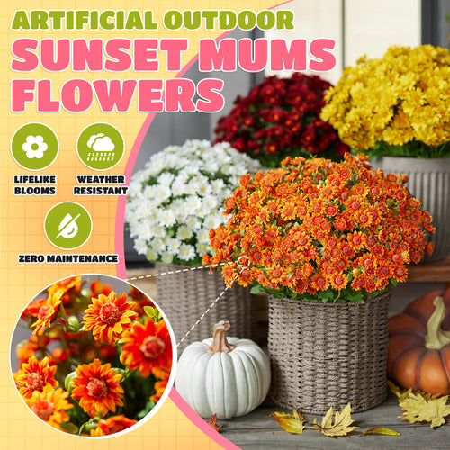 π Flash Sale β‘ Artificial Outdoor Sunset Mums Flowers π»- UV resistant, Waterproof, Windproof π§