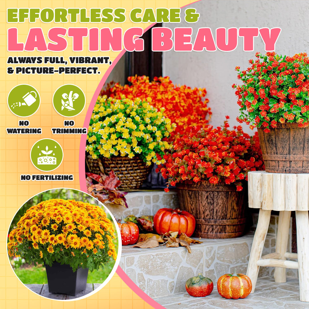 π Flash Sale β‘ Artificial Outdoor Sunset Mums Flowers π»- UV resistant, Waterproof, Windproof π§