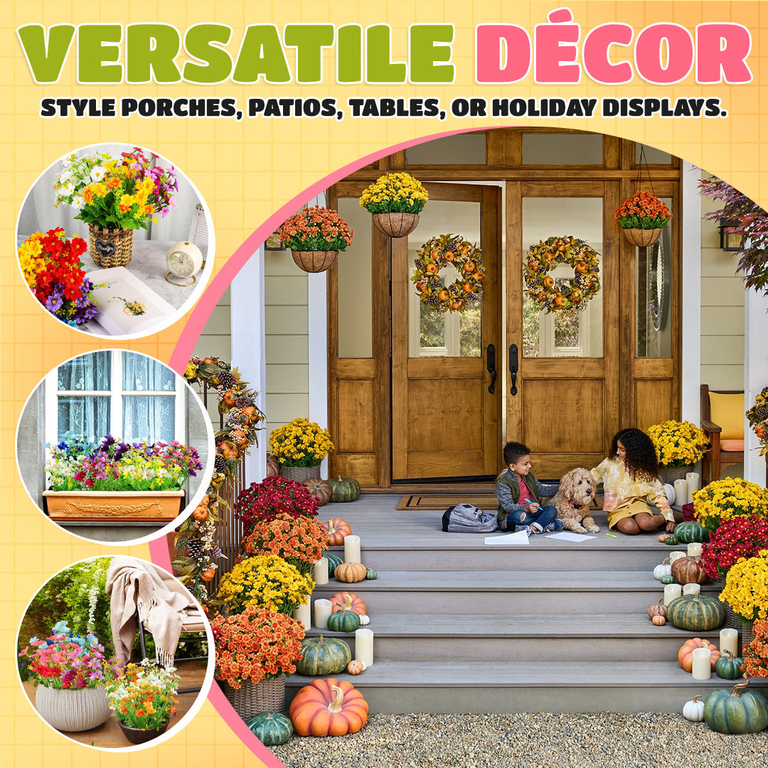 π Flash Sale β‘ Artificial Outdoor Sunset Mums Flowers π»- UV resistant, Waterproof, Windproof π§