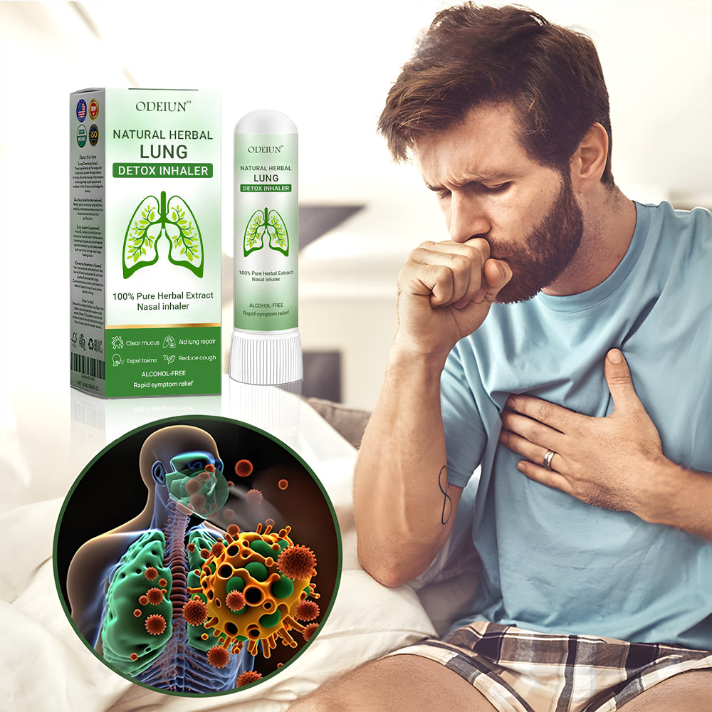 ODEIUN™ Pulmovia Lung Detox Inhaler — Herbal formula with Hibiscus Extract and Licorice for deep lung cleansing and natural relief from cough and shortness of breath.