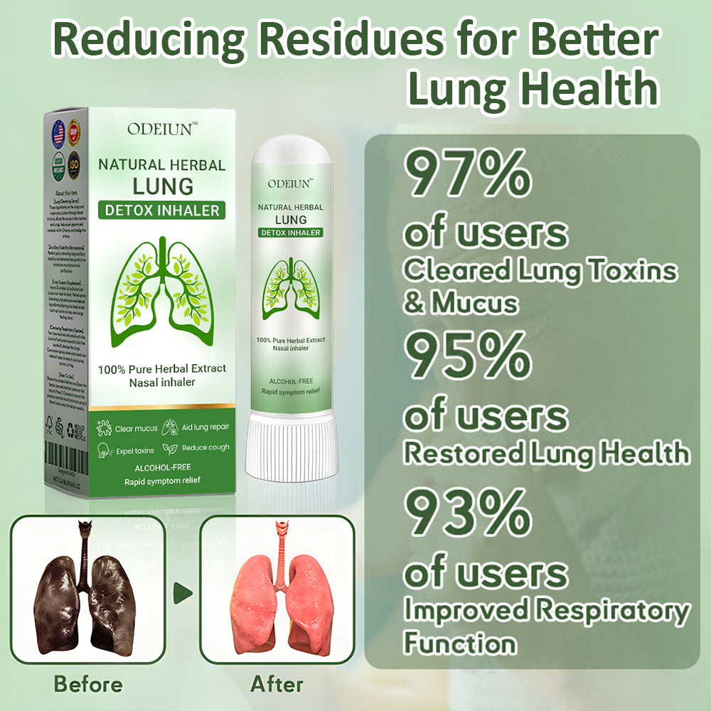 ODEIUN™ Pulmovia Lung Detox Inhaler — Herbal formula with Hibiscus Extract and Licorice for deep lung cleansing and natural relief from cough and shortness of breath.