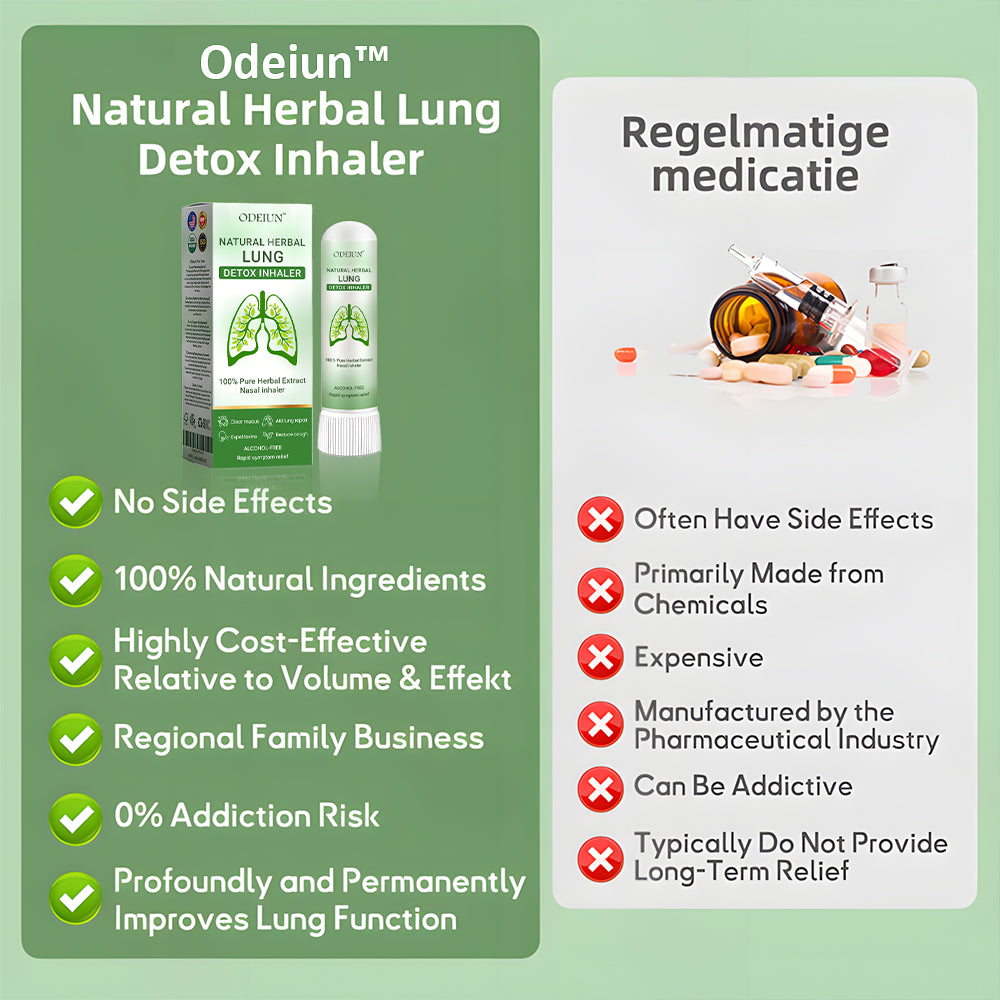 ODEIUN™ Pulmovia Lung Detox Inhaler — Herbal formula with Hibiscus Extract and Licorice for deep lung cleansing and natural relief from cough and shortness of breath.