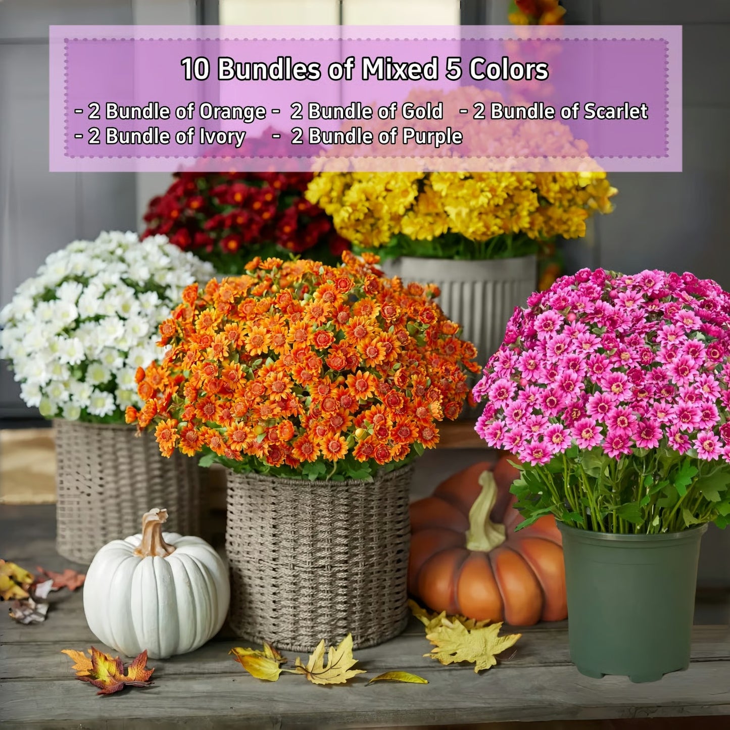 š¼ Flash Saleā”Artificial Outdoor Sunset Mums ā Brighten Up Your Outdoors, No Watering Needed!