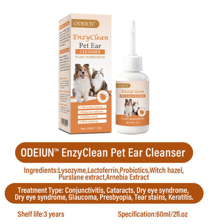 ODEIUN™ EnzyClean Pet Ear Cleaner (FDA Approved) - Advanced Enzymatic Treatment for Dog & Cat Ear Infections, Mites, Yeast & Wax Removal | Stops Itching & Odor Fast