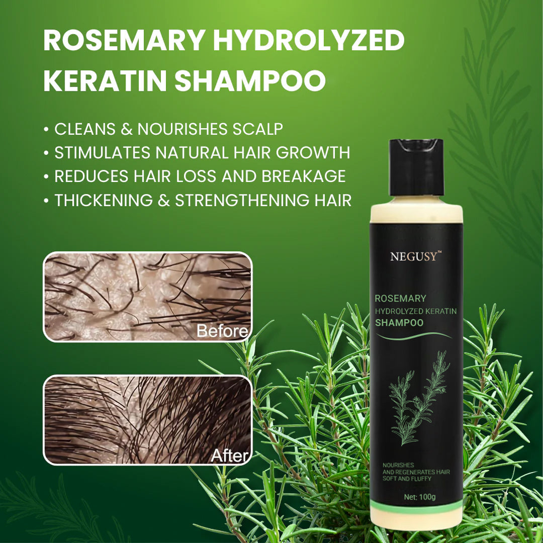 Negusy™ Rosemary Hydrolyzed Keratin Shampoo — Strengthening, Anti-Hair Loss & Scalp-Soothing Formula (30ml)