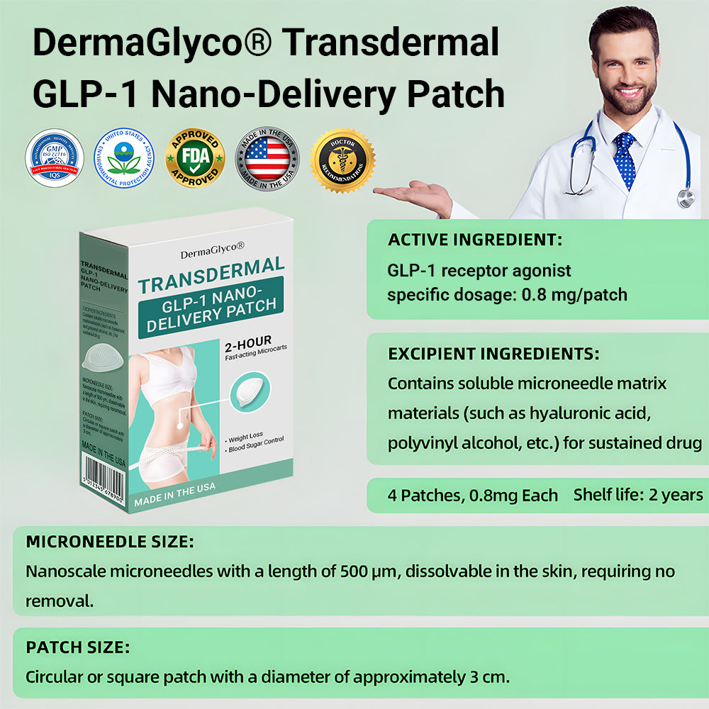 【Last Day Promotion 80% OFF🔥】DermaGlyco® GLP-1 & NAD+ Slimming & health NANO MICRONEEDLE PATCH🇺🇸👨‍⚕️(Zero Pain. 24/7 Release | Lose 20lbs FAST | 90% Sugar Drop | )🔥