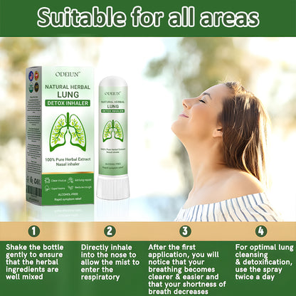 ODEIUN™ Pulmovia Lung Detox Inhaler — Herbal formula with Hibiscus Extract and Licorice for deep lung cleansing and natural relief from cough and shortness of breath.