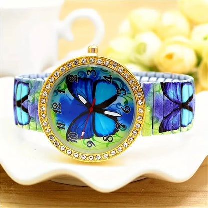 New Symphony Butterfly Watch Europe and the United States hot-selling elastic strap women's diamond-encrusted creative fashion q