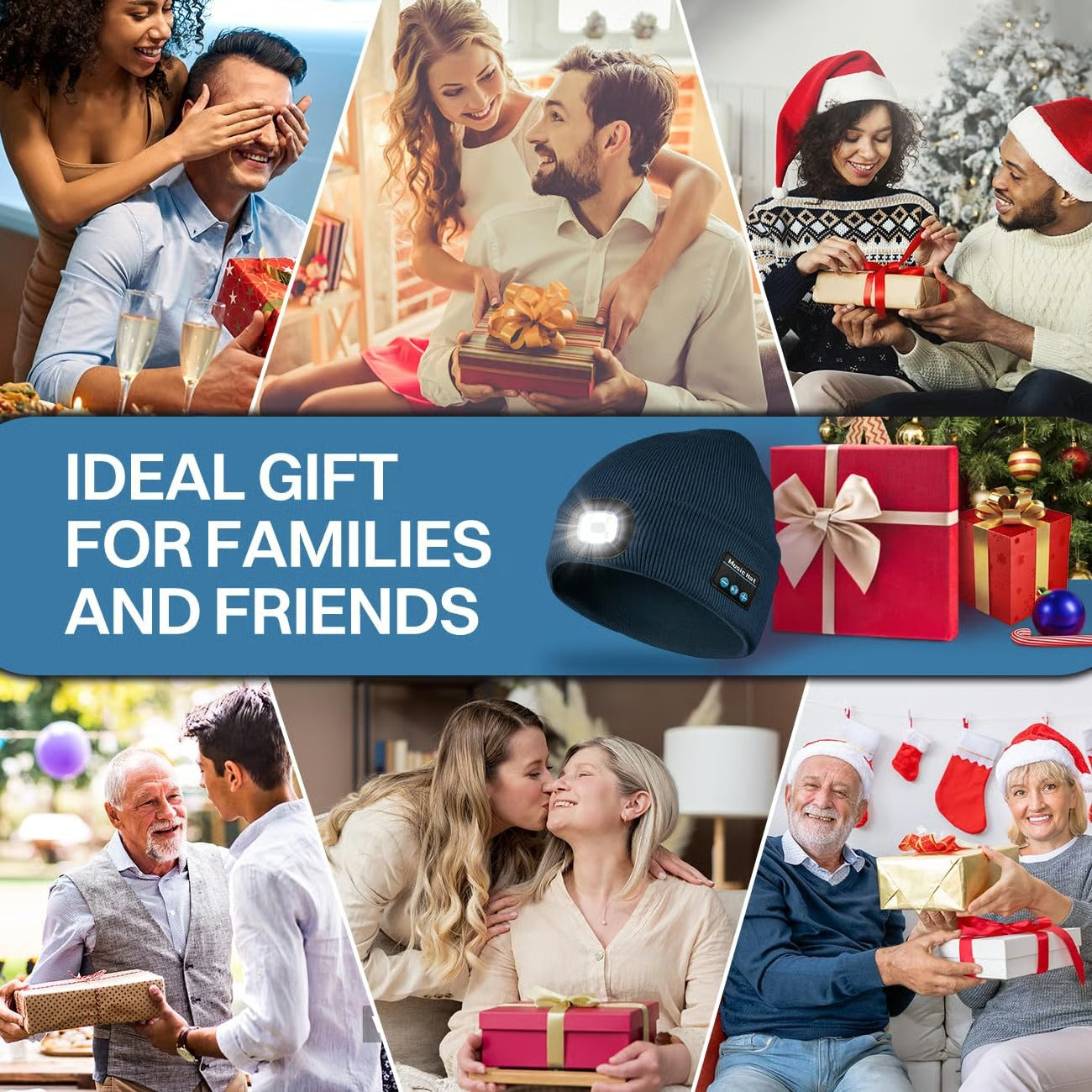 Bluetooth Beanie with LED Headlamp – Warm Knit Hat with Built-In Speakers