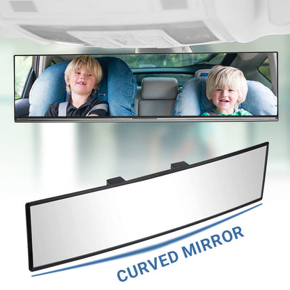 🚗👁️ Wide Curved Car Rearview Mirror – Universal Fit, Easy Install & Expanded Vision for Safer Driving