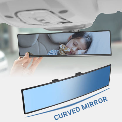 🚗👁️ Wide Curved Car Rearview Mirror – Universal Fit, Easy Install & Expanded Vision for Safer Driving
